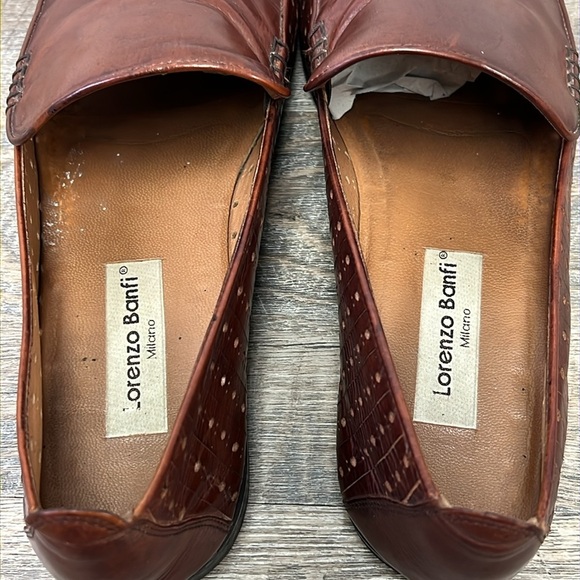 Lorenzo Banfi Milano Men’s Leather Loafers Size 10.5 Brown Classic Dress Shoes main image 4